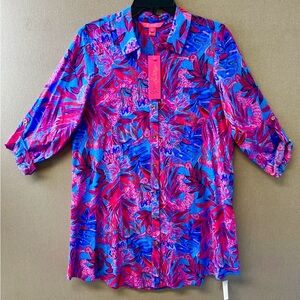 (NWT) Lilly Pulitzer Vibrant Pink and Blue Floral Dress